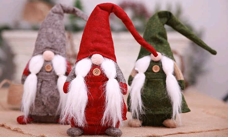 Muñeco decorativo navideño estilo nórdico de tela con base de gravedad y barba esponjosa para interiores