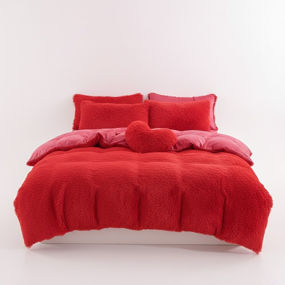 Juego de ropa de cama de felpa gruesa – funda nórdica, sábana y fundas de almohada para invierno