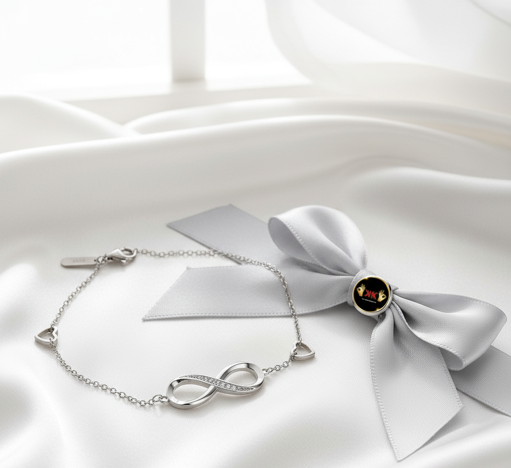 Pulsera de plata 925 con símbolo infinito e incrustaciones de circonitas, diseño minimalista con cadena ajustable y cierre seguro, joya elegante ideal para uso diario.