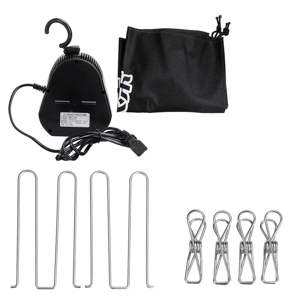 Secador eléctrico portátil de 350W con estructura plegable, modos de aire caliente y frío, temporizador digital y capacidad de 5–10 kg para secado rápido de ropa en espacios reducidos o viajes.