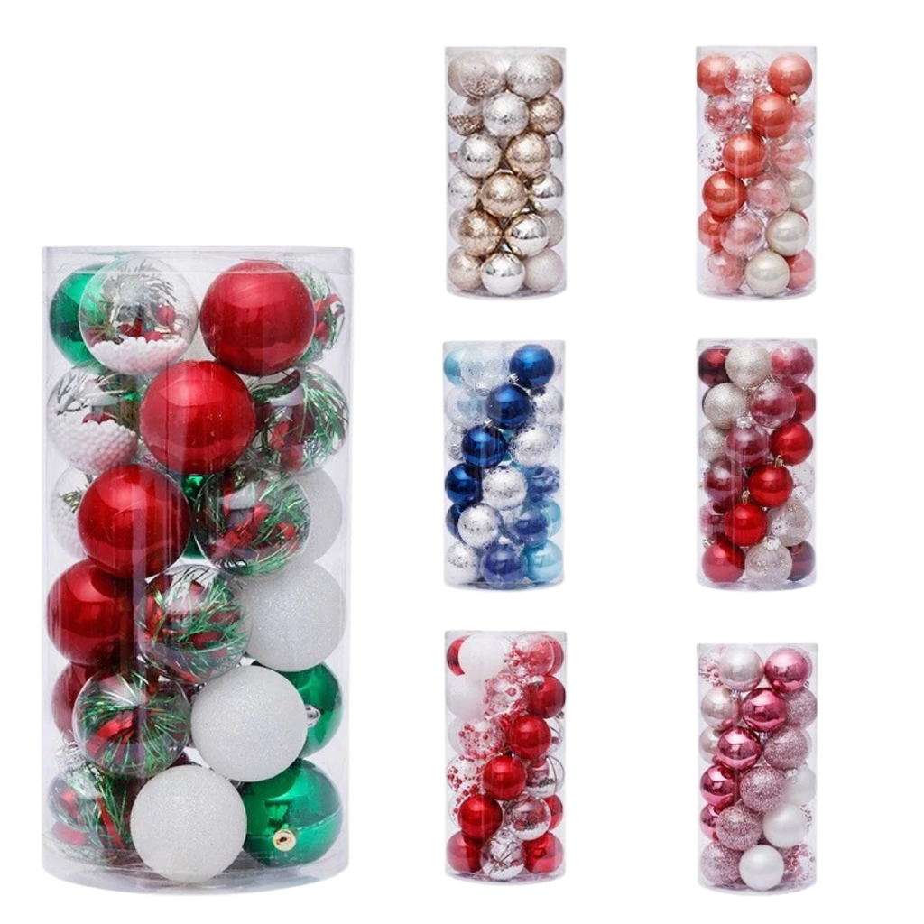 Set de bolas navideñas transparentes de PET y PS con acabado brillante para decoración de árbol y ambientes festivos