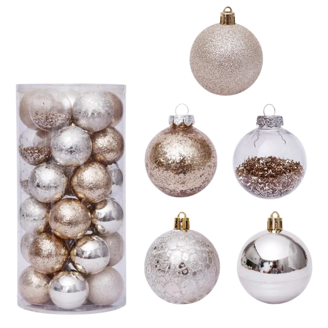 Set de bolas navideñas transparentes de PET y PS con acabado brillante para decoración de árbol y ambientes festivos