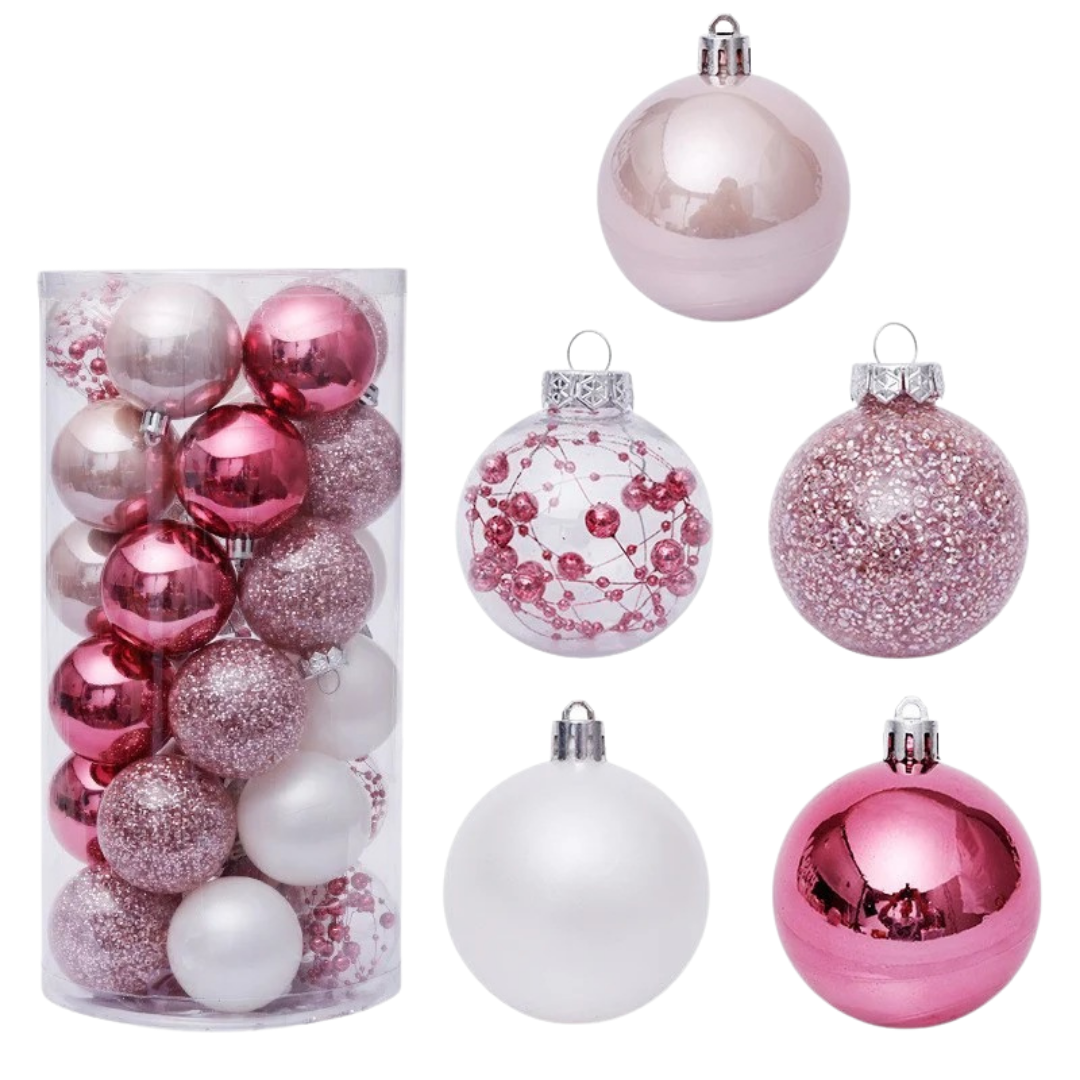 Set de bolas navideñas transparentes de PET y PS con acabado brillante para decoración de árbol y ambientes festivos