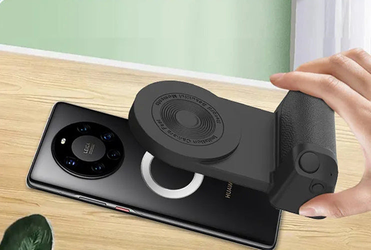 Soporte magnético multifuncional para móvil con mando Bluetooth y rotación 360 grados