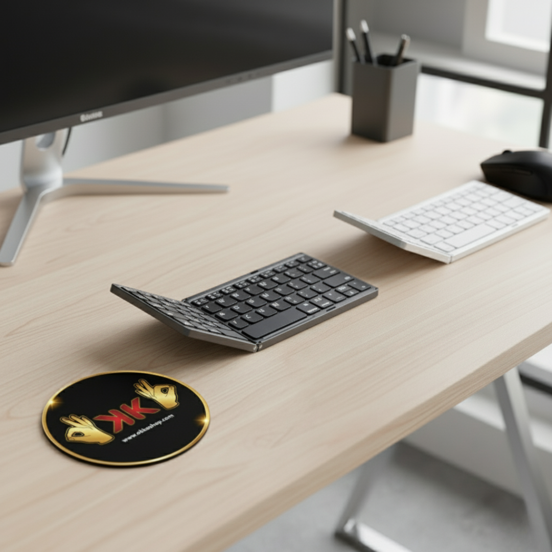 Teclado Bluetooth Plegable con Touchpad – Portátil, Inalámbrico y Recargable