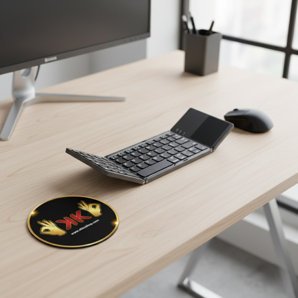 Teclado Bluetooth Plegable con Touchpad – Portátil, Inalámbrico y Recargable