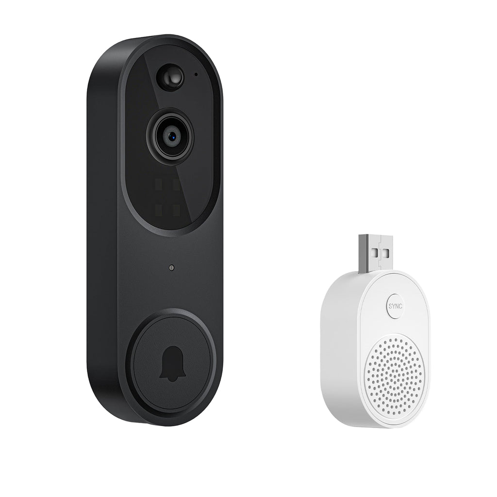 Timbre inteligente inalámbrico IP65 con cámara HD, visión nocturna, detección AI humanoide, comunicación bidireccional y almacenamiento en la nube para vigilancia exterior.