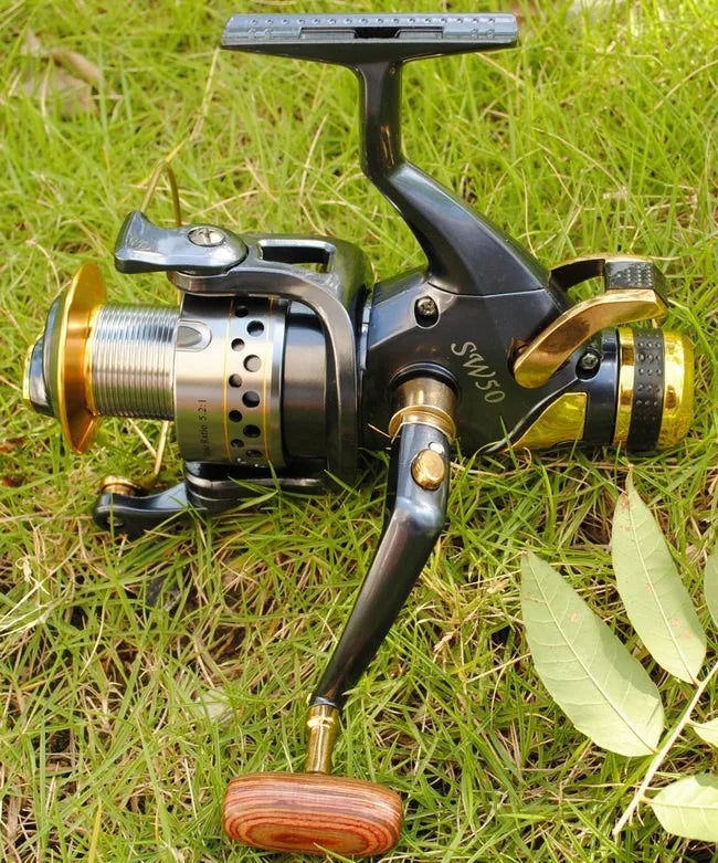 Carrete de pesca metálico SW50 / SW60 con sistema de freno delantero y trasero