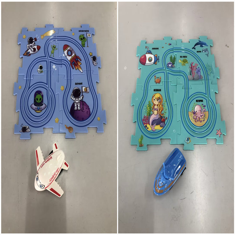 🚂🧩 Pista Eléctrica de Puzzle para Niños – DIY Creativo + Coche Automático – Tendencia 2026 ⚡👧👦