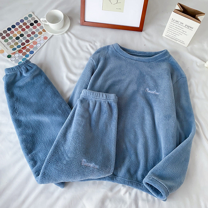 Pijama de mujer coral velvet — Conjunto cálido y suave de dos piezas