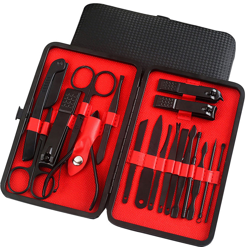 Set Profesional de Manicura y Pedicura en Acero Inoxidable con Estuche de Cuero