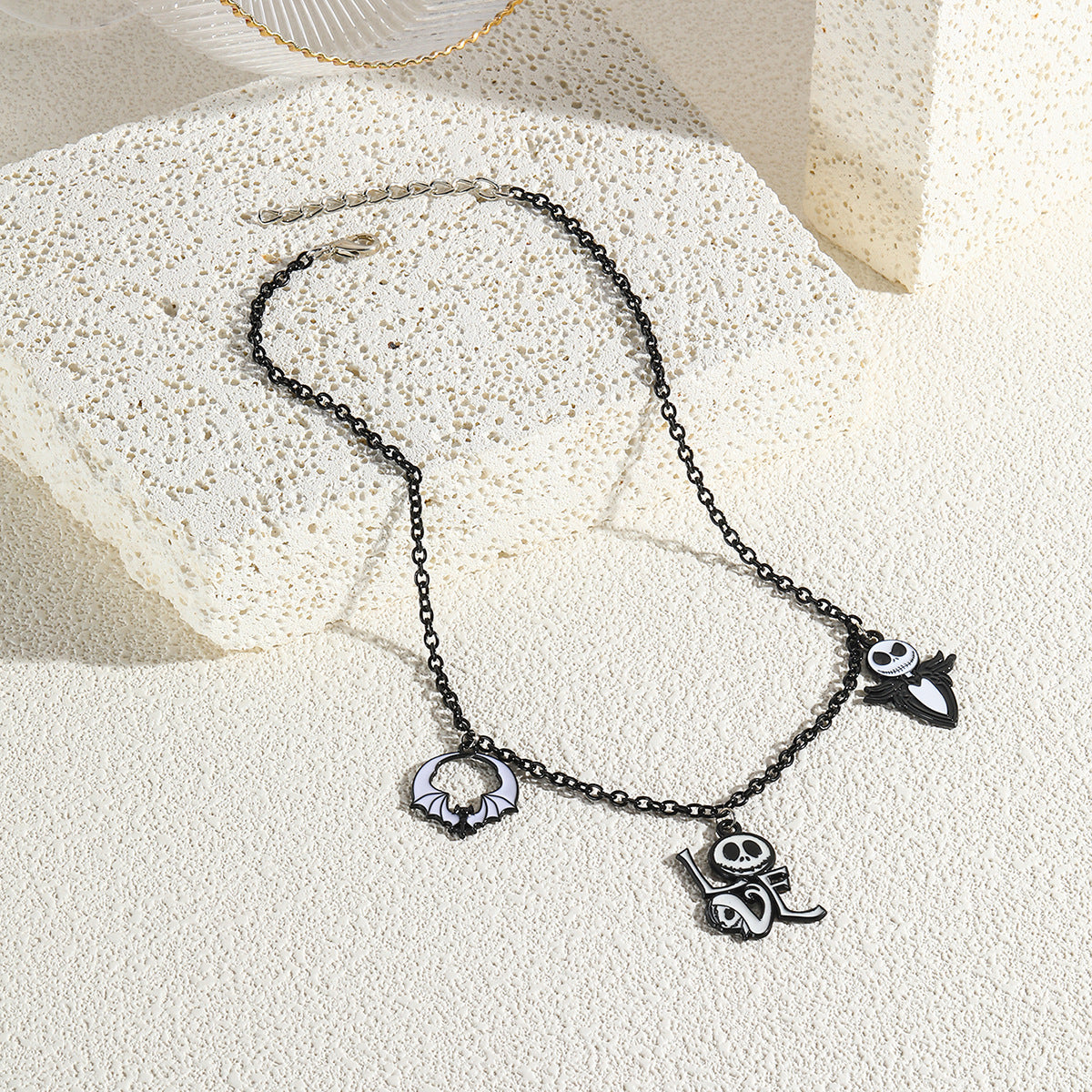 Collar Halloween con Colgante de Murciélago, Calabaza, Fantasma y Araña – Aleación de Zinc Galvanizada