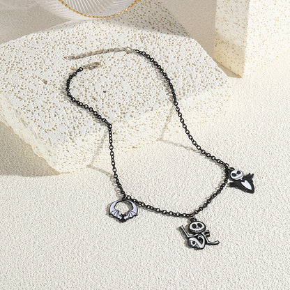 Collar Halloween con Colgante de Murciélago, Calabaza, Fantasma y Araña – Aleación de Zinc Galvanizada