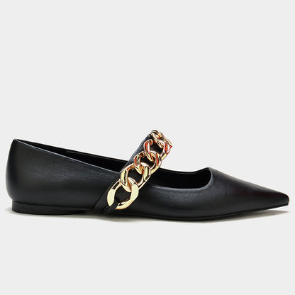 Zapatos planos de mujer con cadena dorada – Elegantes y cómodos para uso diario