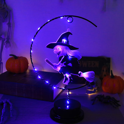 Lámpara Decorativa de Bruja en Hierro Forjado – Luz LED de Halloween