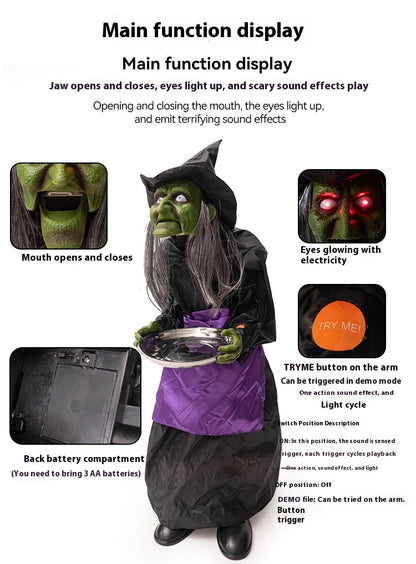 Bruja Eléctrica con Sensor de Sonido – Decoración Animada de Halloween