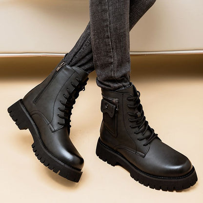 Botas Martin de hombre — Diseño de caña alta en cuero PU con cierre de hebilla