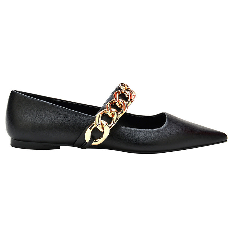Zapatos planos de mujer con cadena dorada – Elegantes y cómodos para uso diario