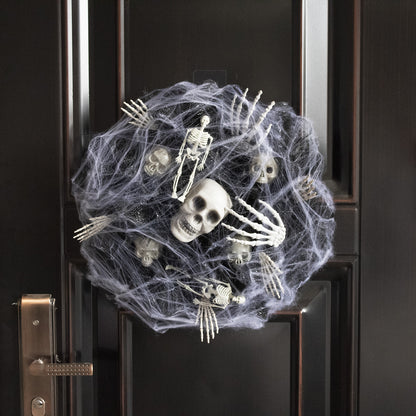 Guirnalda de Calaveras con Malla Negra – Decoración de Halloween para Interiores y Exteriores