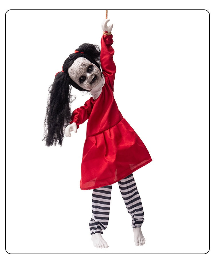 Fantasma Colgante “Niña Roja” – Decoración de Halloween con Brazos Móviles