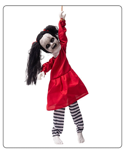 Fantasma Colgante “Niña Roja” – Decoración de Halloween con Brazos Móviles