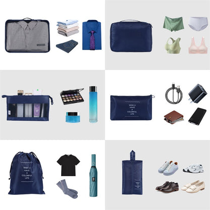 Bolsas organizadoras de poliéster en diseño moderno y colores sólidos para almacenar ropa y objetos del hogar.