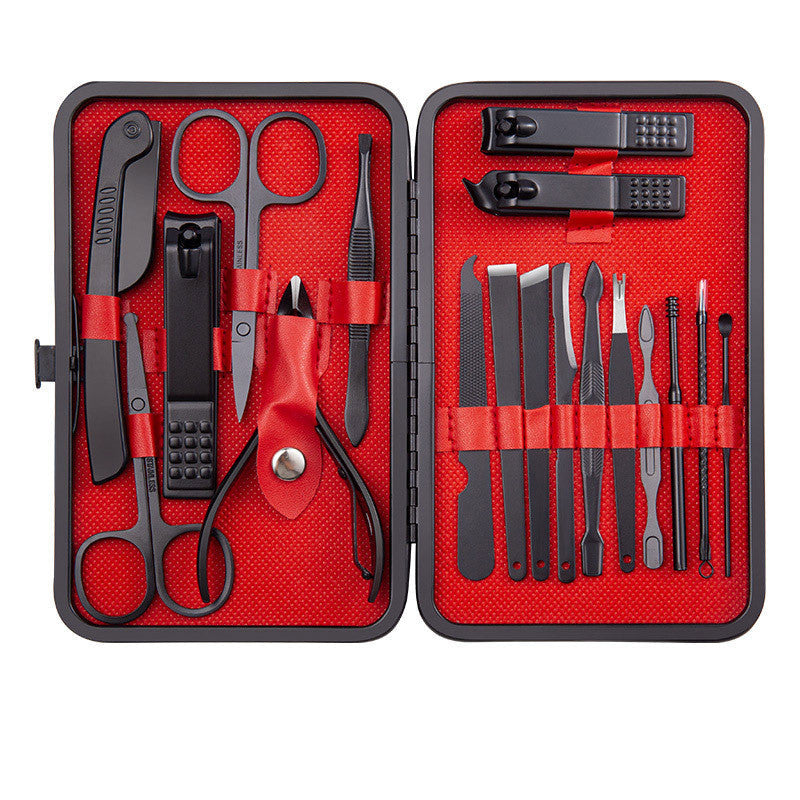 Set Profesional de Manicura y Pedicura en Acero Inoxidable con Estuche de Cuero