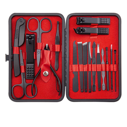 Set Profesional de Manicura y Pedicura en Acero Inoxidable con Estuche de Cuero