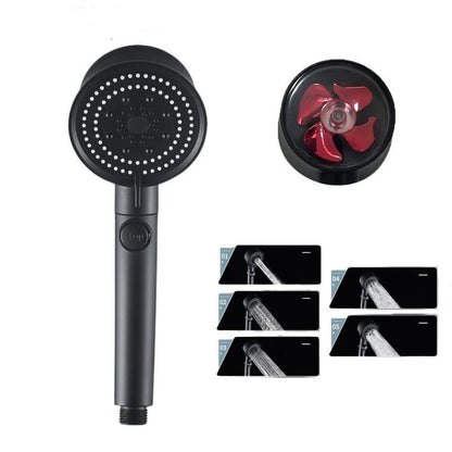 cabezal de ducha turbo con turbina de alta presión y luz LED multicolor para baño doméstico