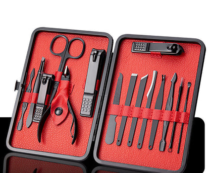 Set Profesional de Manicura y Pedicura en Acero Inoxidable con Estuche de Cuero