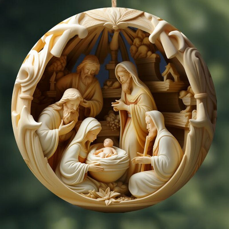 adorno navideño 3D de madera con diseño cartoon de personajes animados, tamaño 7.6x7.6 cm, ideal para decorar árboles y espacios festivos en el hogar