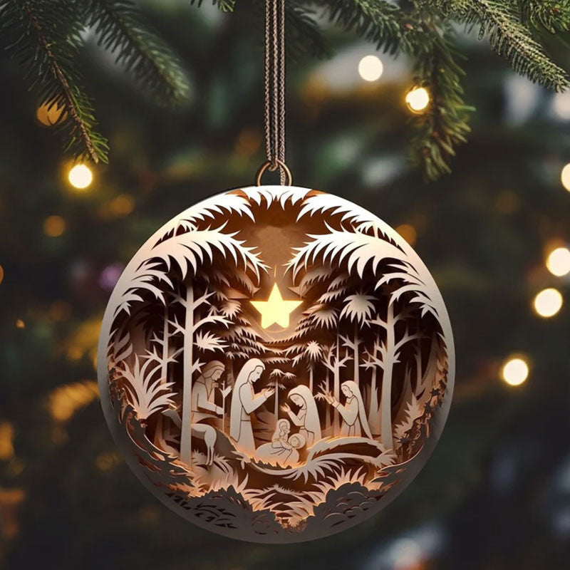 adorno navideño 3D de madera con diseño cartoon de personajes animados, tamaño 7.6x7.6 cm, ideal para decorar árboles y espacios festivos en el hogar