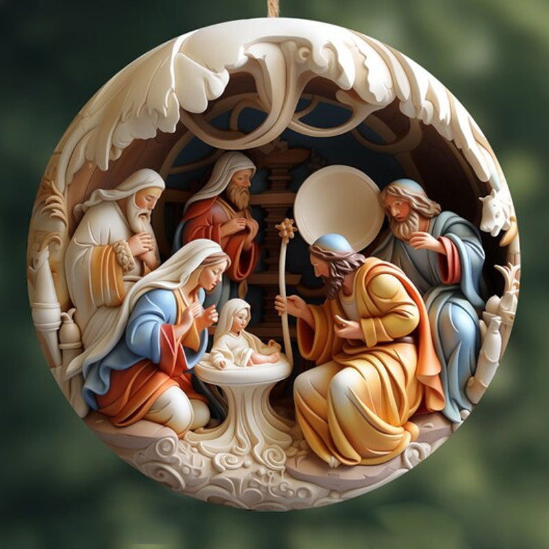 adorno navideño 3D de madera con diseño cartoon de personajes animados, tamaño 7.6x7.6 cm, ideal para decorar árboles y espacios festivos en el hogar