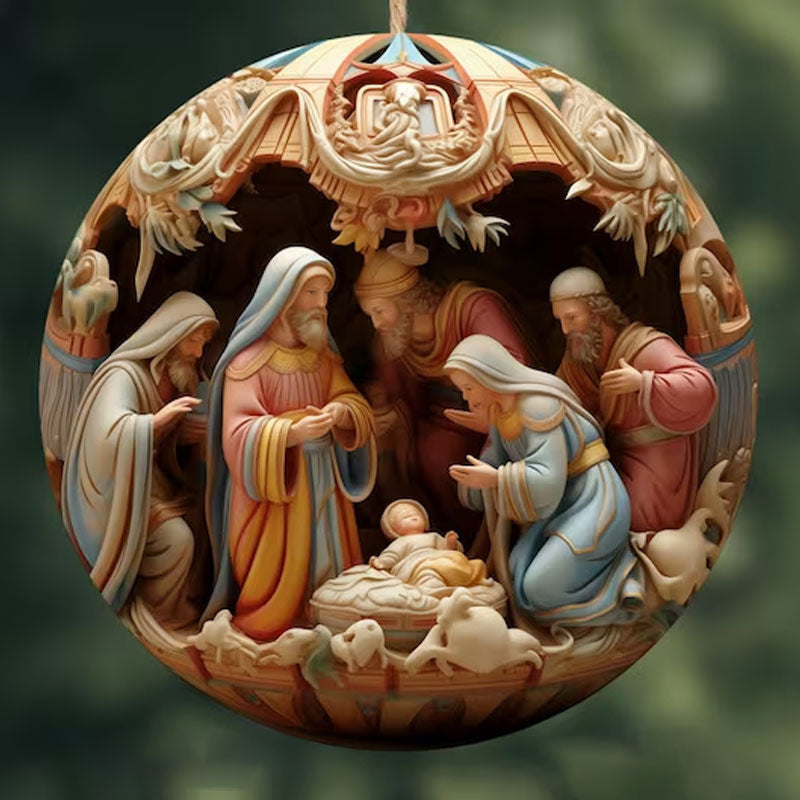 adorno navideño 3D de madera con diseño cartoon de personajes animados, tamaño 7.6x7.6 cm, ideal para decorar árboles y espacios festivos en el hogar