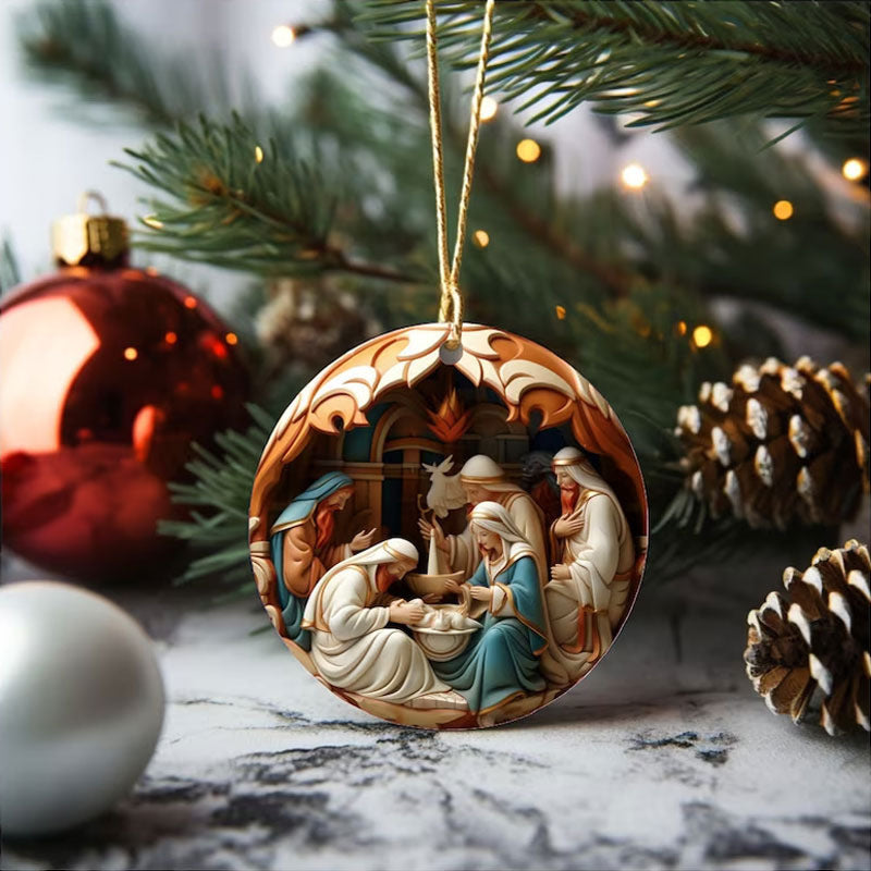 adorno navideño 3D de madera con diseño cartoon de personajes animados, tamaño 7.6x7.6 cm, ideal para decorar árboles y espacios festivos en el hogar