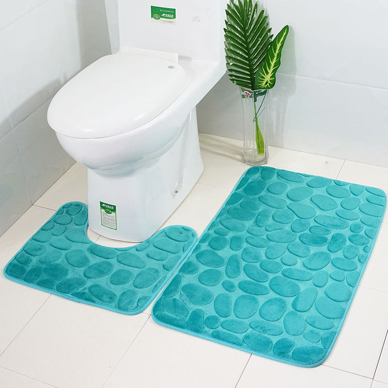 Set combinado de alfombra y cortina de baño — Estilo moderno y práctico
