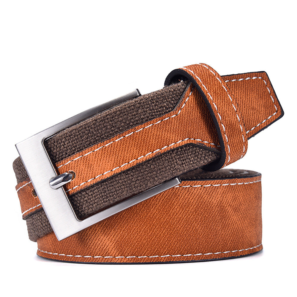 Cinturón de lona retro para hombre – estilo casual con hebilla metálica