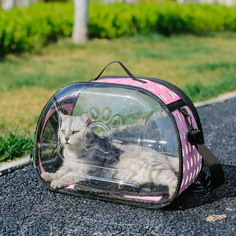 Mochila transparente para gatos – Diseño moderno en EVA + cuero PU con ventilación óptima