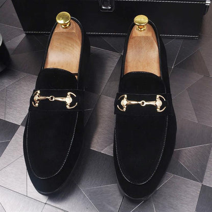 Mocasines slip-on de cuero para hombre — Estilo casual con punta cuadrada y suela plana