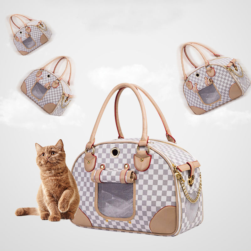 Bolso de viaje para mascotas – Material PU sintético, ligero y elegante para perros y gatos pequeños