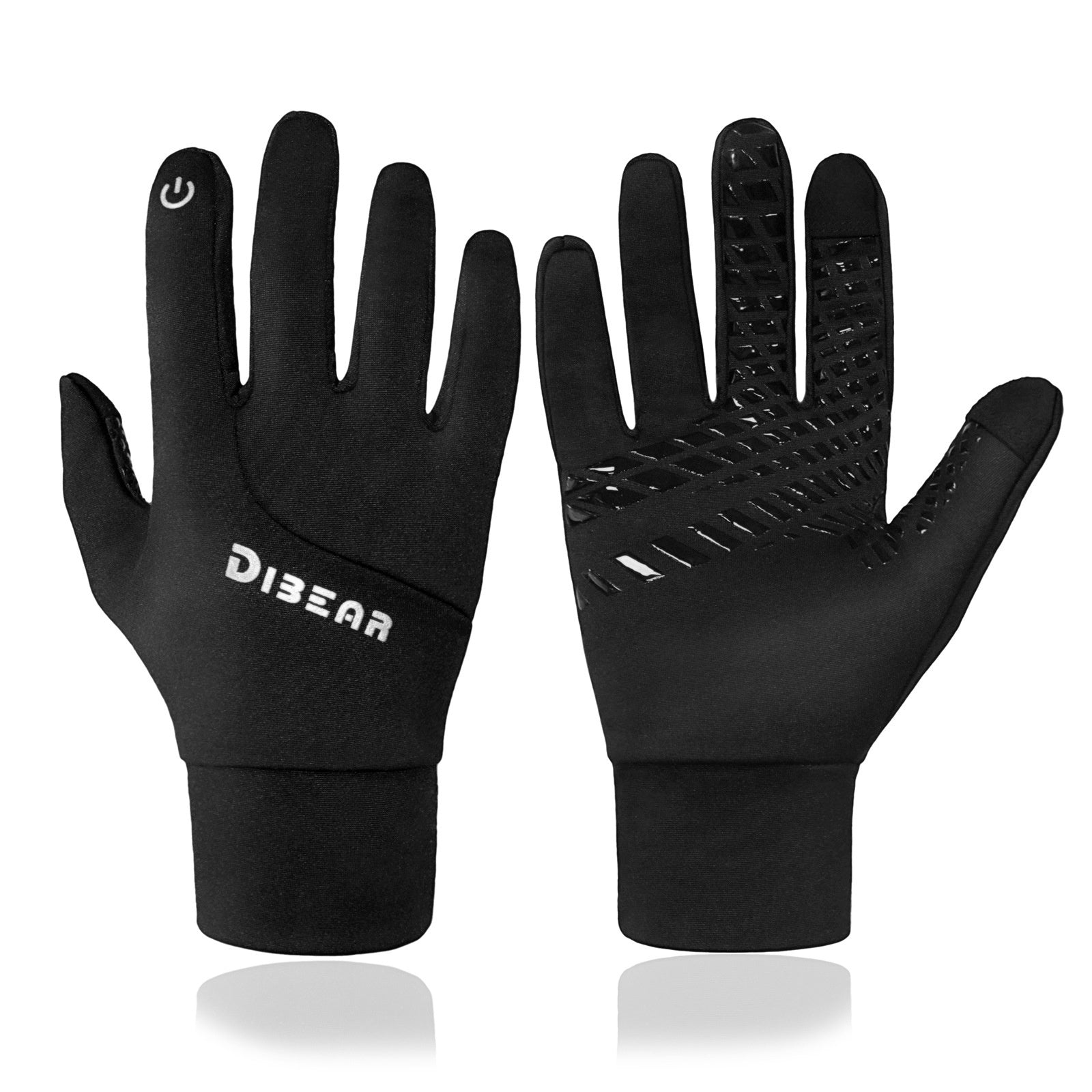 guantes deportivos térmicos negros antideslizantes de tejido elástico para ciclismo running y entrenamiento