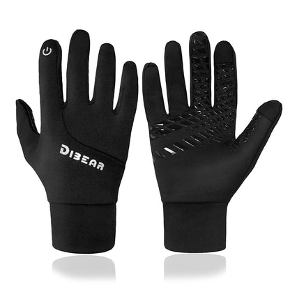 guantes deportivos térmicos negros antideslizantes de tejido elástico para ciclismo running y entrenamiento