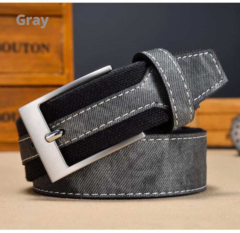 Cinturón de lona retro para hombre – estilo casual con hebilla metálica