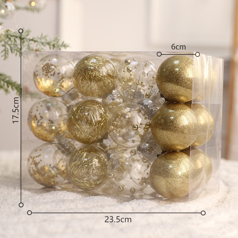 Set de bolas navideñas de plástico PC en varios tamaños y combinaciones de colores para decoración de árbol