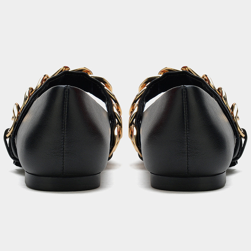 Zapatos planos de mujer con cadena dorada – Elegantes y cómodos para uso diario