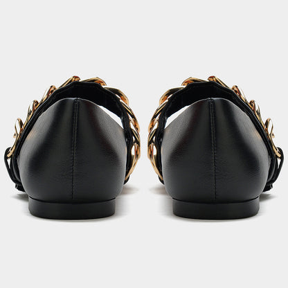 Zapatos planos de mujer con cadena dorada – Elegantes y cómodos para uso diario