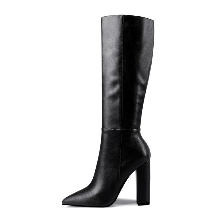 Botas de Tacón Grueso con Punta para Mujer – Otoño e Invierno