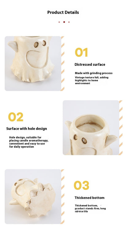 Candelabro Calabaza de Halloween – Decoración de Resina Artesanal