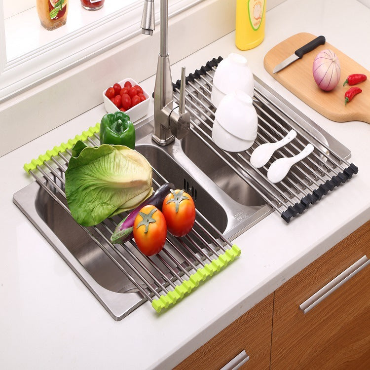 Escurreplatos plegable de acero inoxidable — Soporte para fregadero