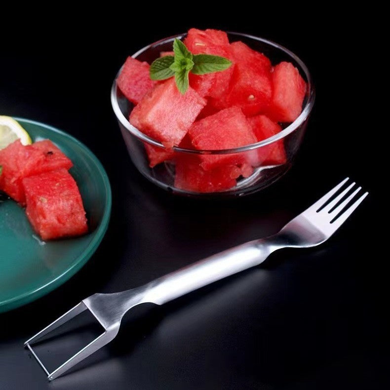 Cortador de sandía 2 en 1 – Tenedor y cuchillo de acero inoxidable